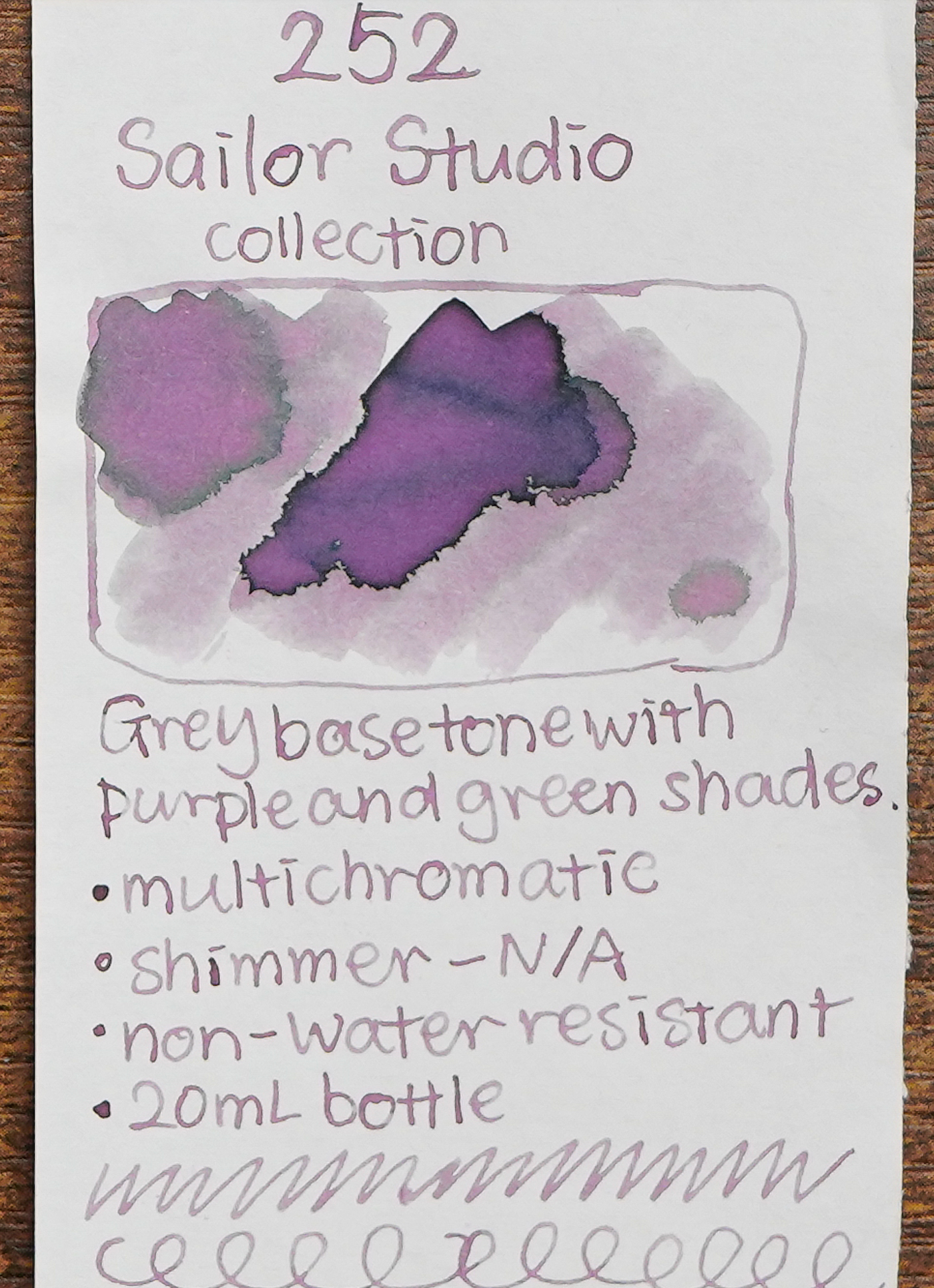 Sailor Ink Studio Review - Ink Swatch - 252