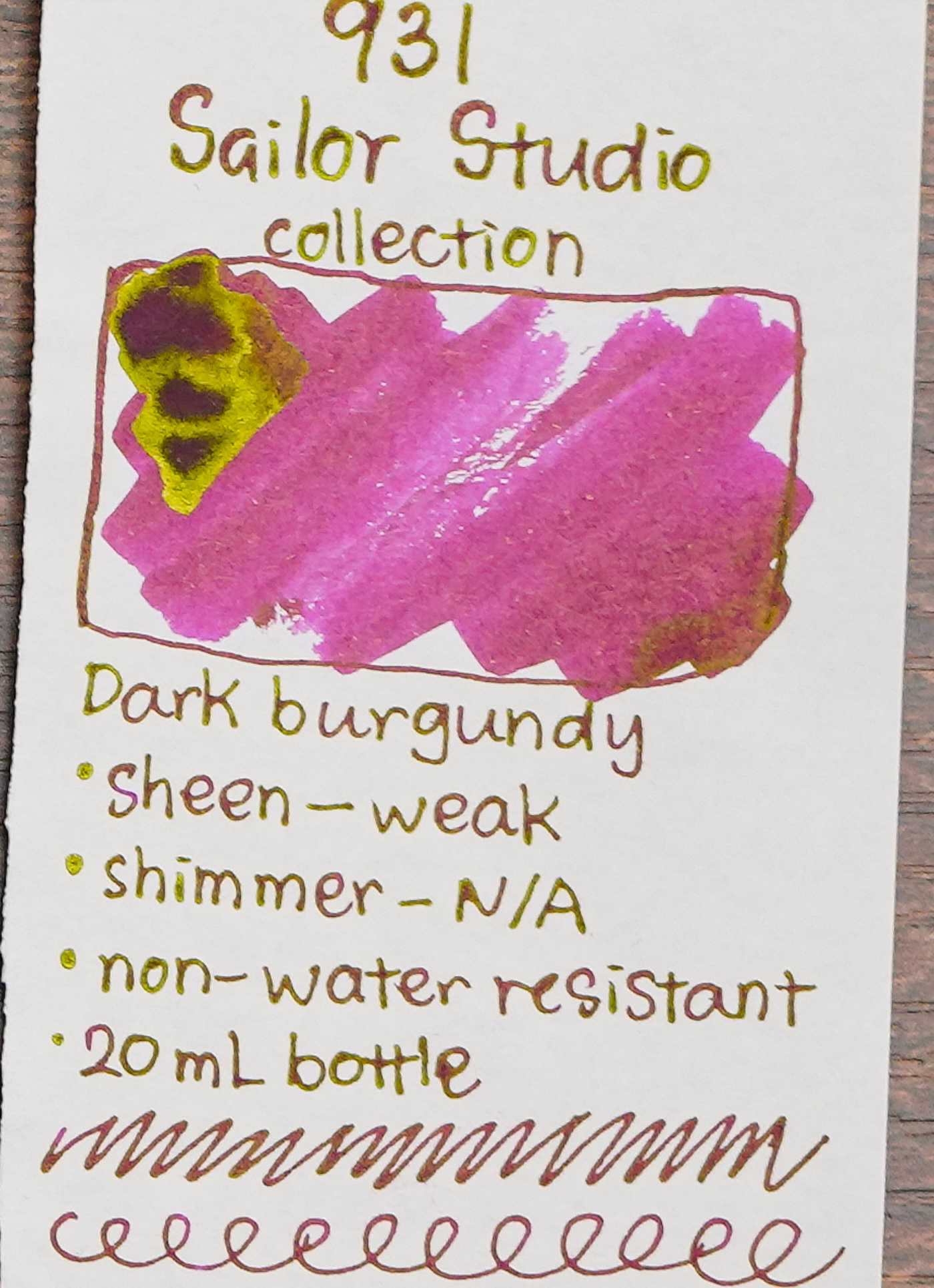 Sailor Ink Studio Review - Ink Swatch - 931