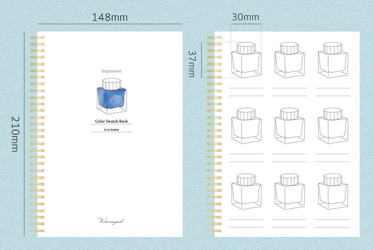 Wearingeul - Impression Ink Color Swatch Book - 9 ink bottles