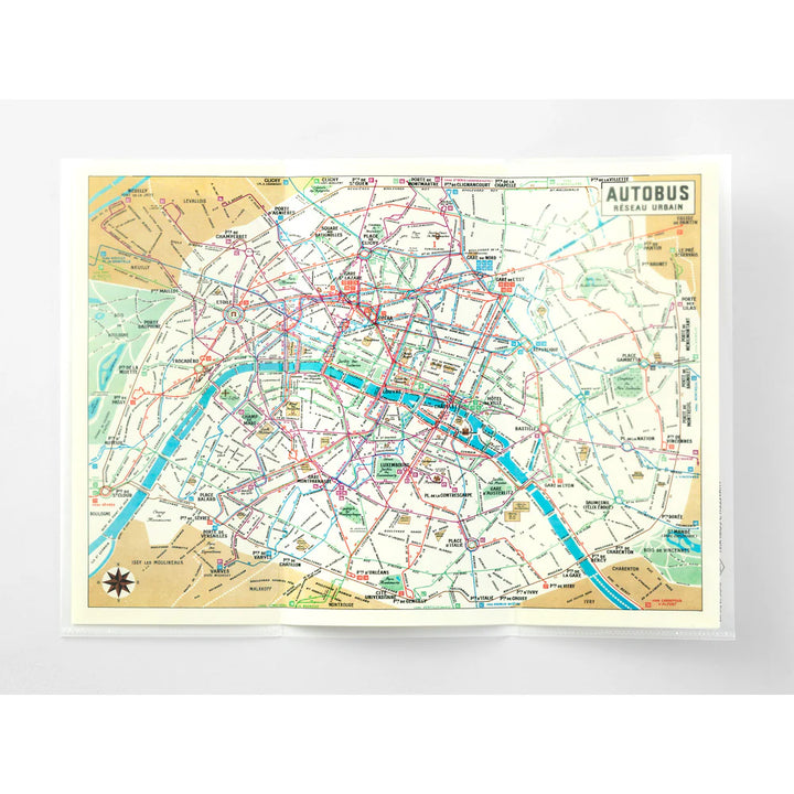 Traveler's Notebook - 029 Regular Size Refill Three-fold File example of use. Train map is inside of the clear folder