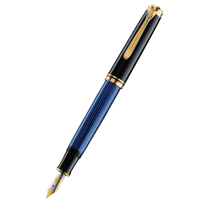 PELIKAN Souverän Fountain Pen - M600 Black Blue Stripe 14K Gold Two Tone Nib - Free shipping to US and Canada - Vancouver Buchan’s Kerrisdale Stationery Store