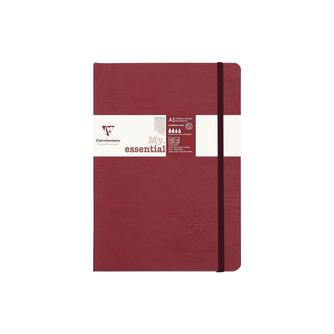 CLAIREFONTAINE - My Essential Notebook - A5 Dot Grid - 192 Pages - Red