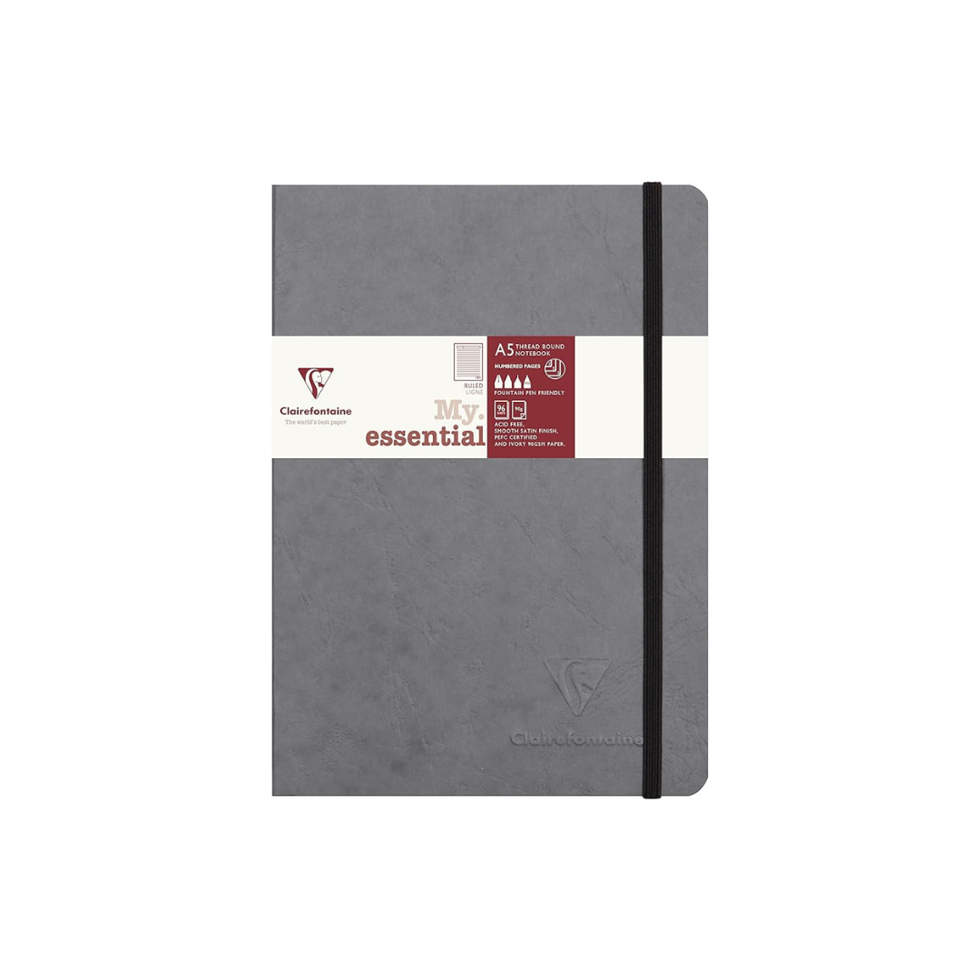 CLAIREFONTAINE - My Essential Notebook - A5 Dot Grid - 192 Pages - Grey
