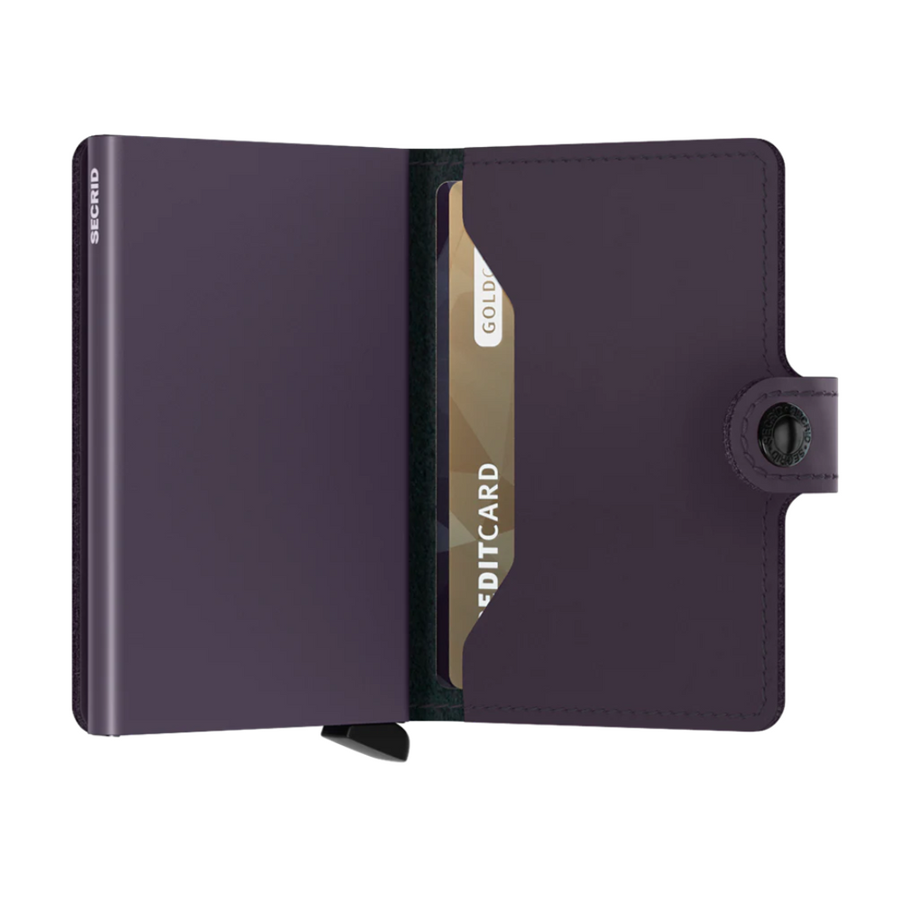 Secrid Miniwallet Matte Leather - European cowhide leather wallet - Dark Purple