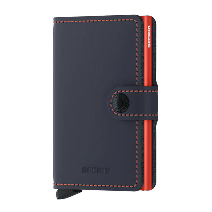 Secrid Miniwallet - Matte - European cowhide leather wallet - Night Blue & Orange - Best Gift for all occasions