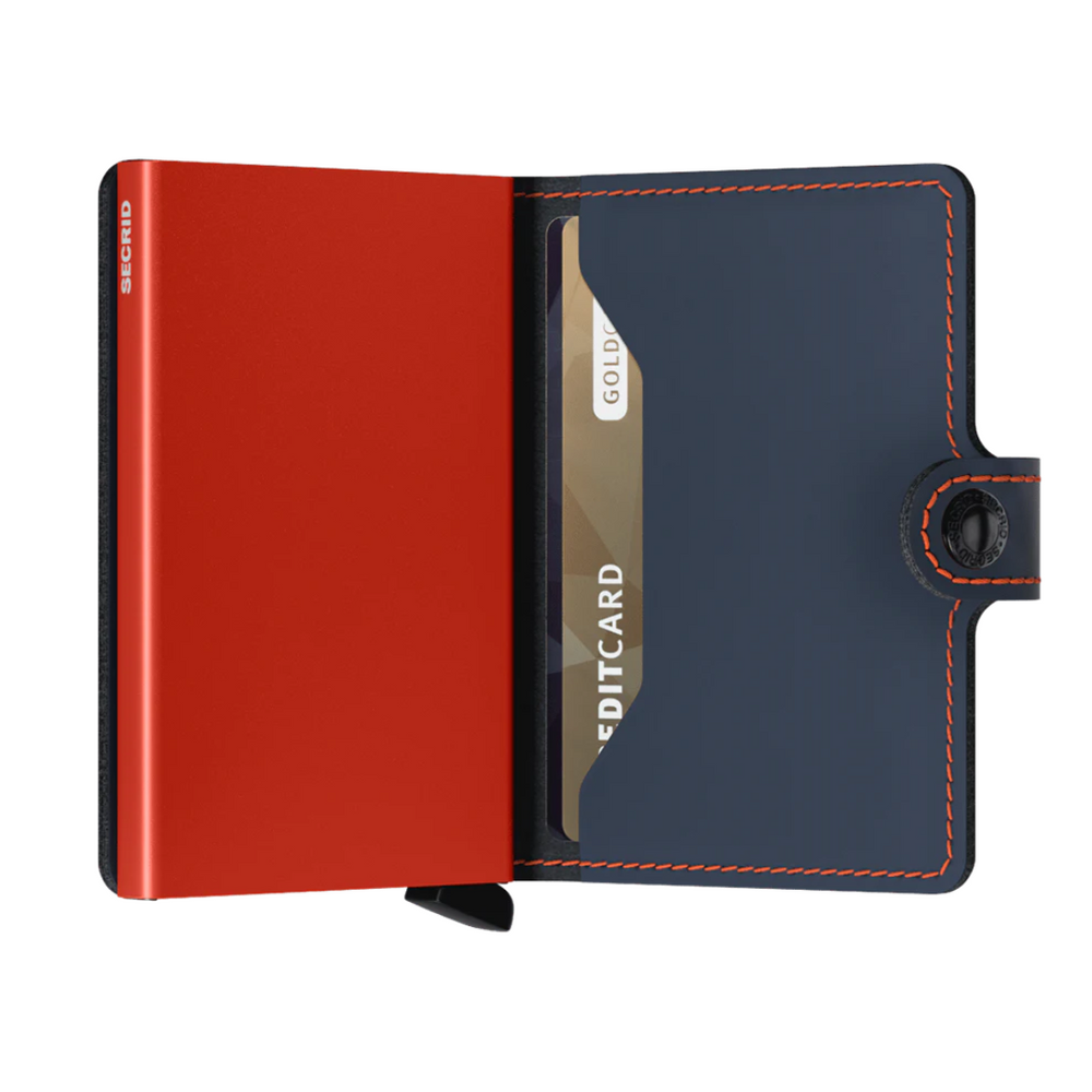 Secrid Miniwallet - Matte - European cowhide leather wallet - Night Blue & Orange - Best Gift for all occasions