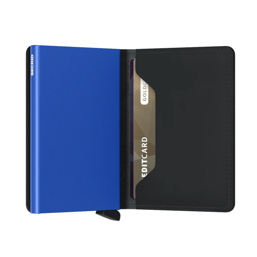 Secrid Slimwallet Matte Leather Wallet - Black & Blue