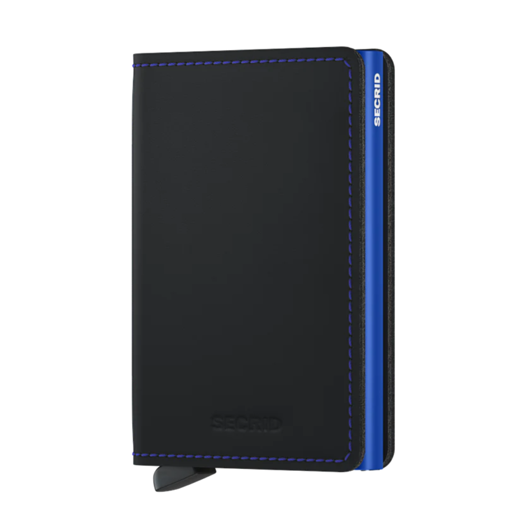 Secrid Slimwallet Matte Leather Wallet - Black & Blue