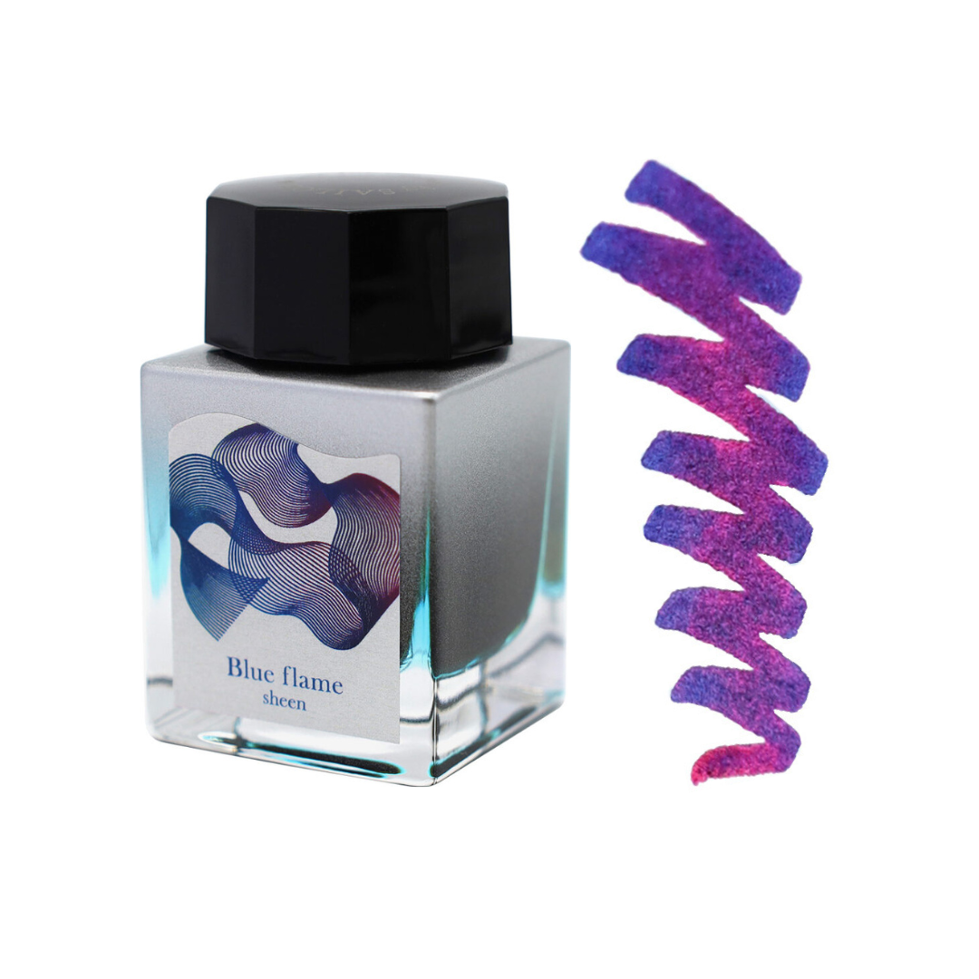 SAILOR PEN - Dipton Sheen Bottle Ink 20ml - Blue Flame Ink Swatches - Sheening Ink - Dip Pen Ink - Buchan's Kerrisdale Stationery Store