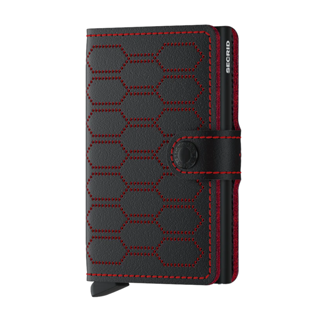 SECRID Miniwallet Fuel Perforated Black Red - High Quality European Cowhide Leather Wallet - Buy Secrid Wallets in Canada - Best Gift Ideas for Family and Friends