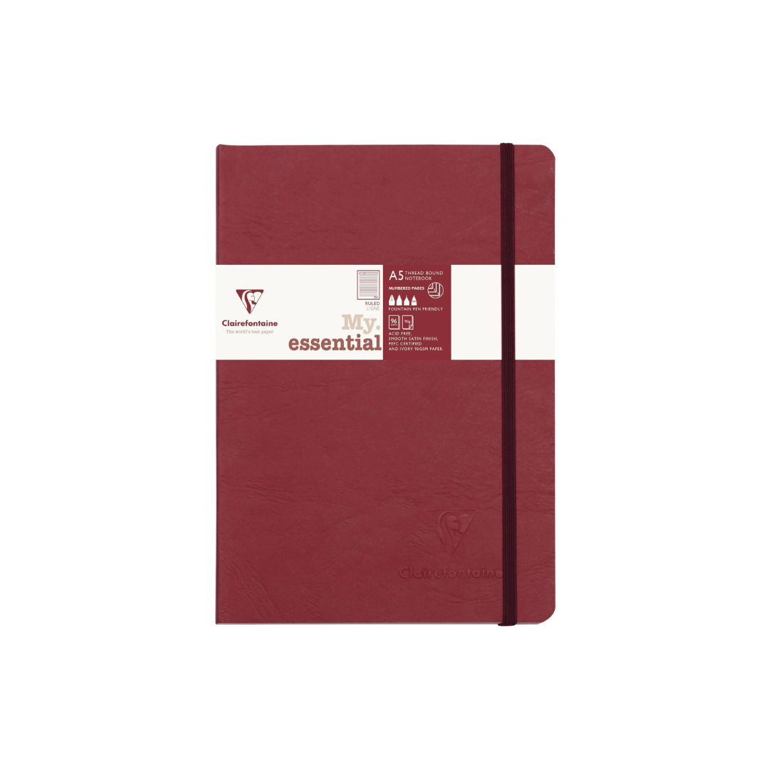 CLAIREFONTAINE - My Essential Notebook - A5 Ruled/Lined - 192 Pages - Red -- Free shipping to US and Canada - Vancouver Buchan's Kerrisdale Gift & Stationery Store