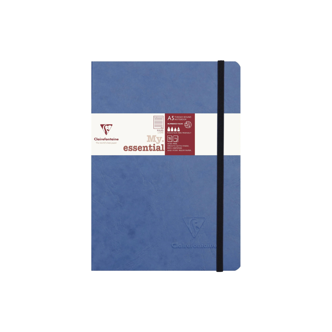 CLAIREFONTAINE - My Essential Notebook - A5 Ruled/Lined - 192 Pages - Blue - Free shipping to US and Canada - Vancouver Buchan's Kerrisdale Gift & Stationery Store