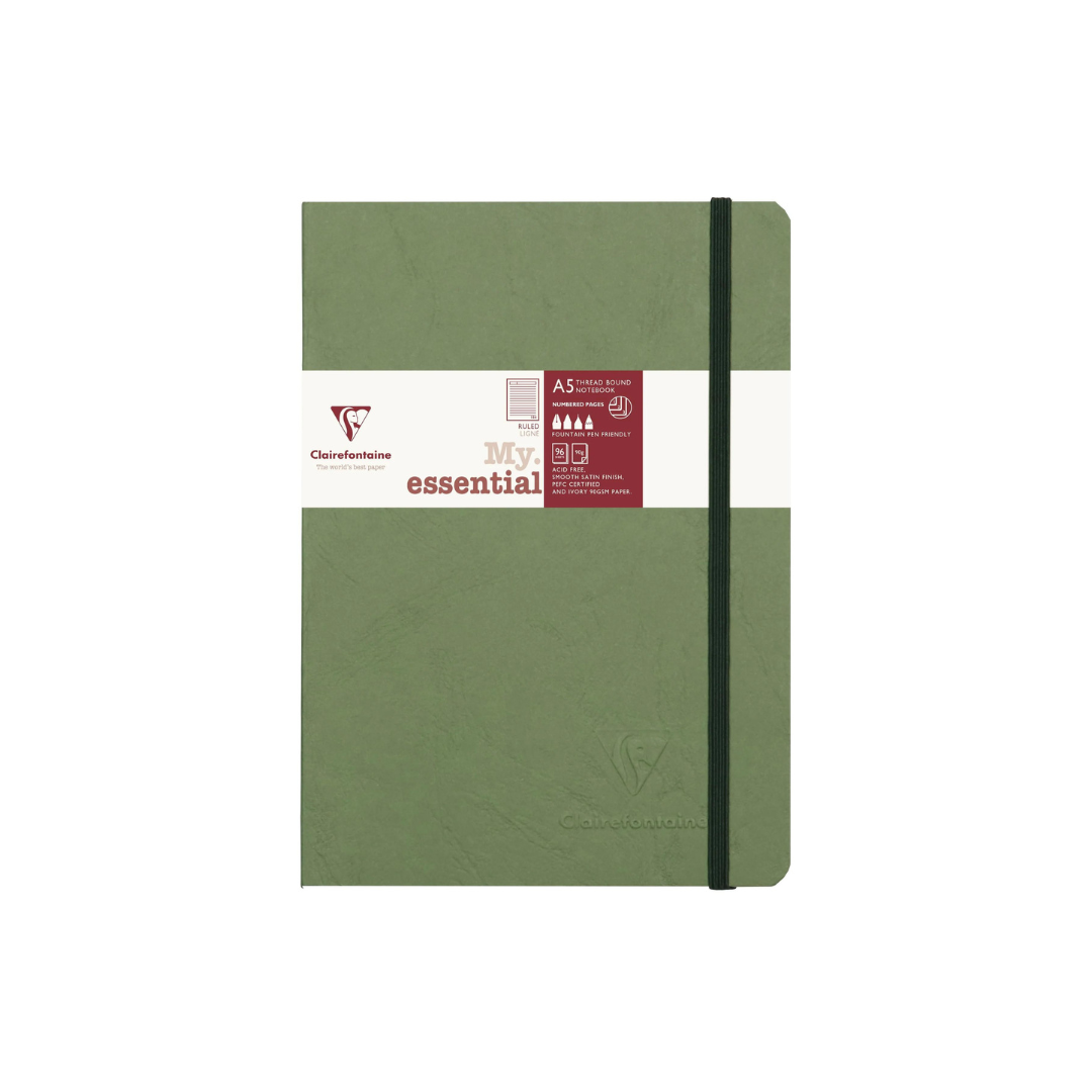 CLAIREFONTAINE - My Essential Notebook - A5 Ruled/Lined - 192 Pages - Green- Free shipping to US and Canada - Vancouver Buchan's Kerrisdale Gift & Stationery Store