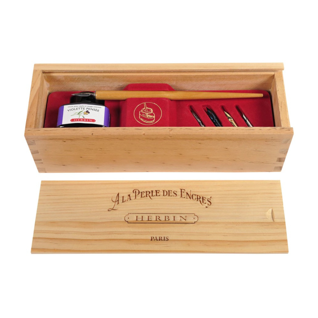 J. HERBIN "LA PERLE DES ENCRES" CALLIGRAPHY PEN SET WITH WOODEN BOX - Best Gift Idea - Free shipping to US and Canada - Buchan's Kerrisdale Stationery
