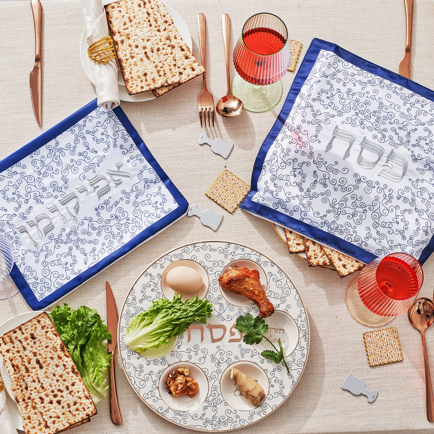 Rite Lite - Passover - Classic Ceramic Seder Plate With Gold Accents