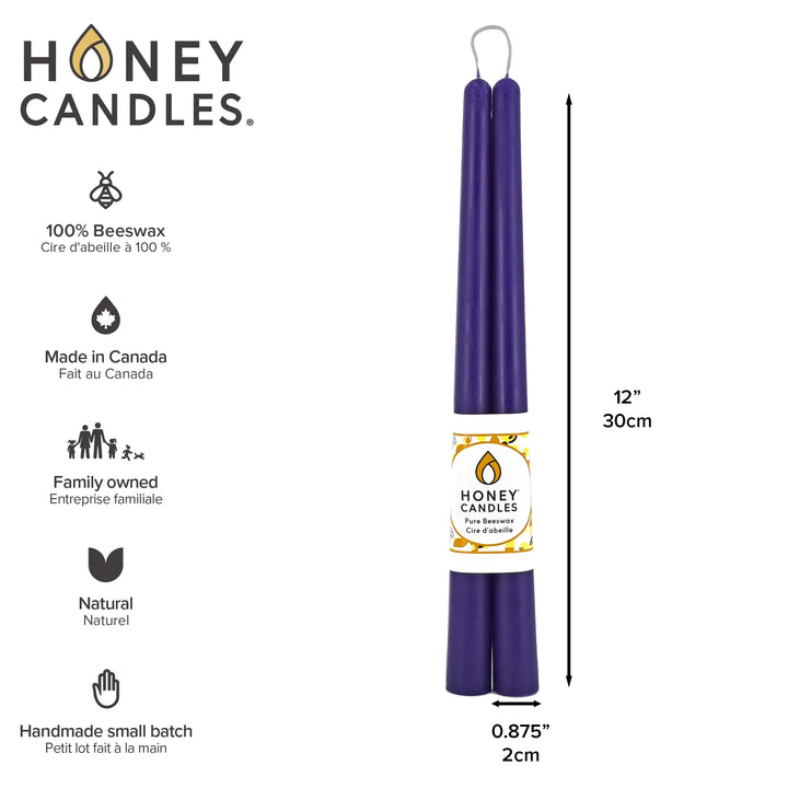 Honey Candles - 12 Inch Taper Candles - Pair