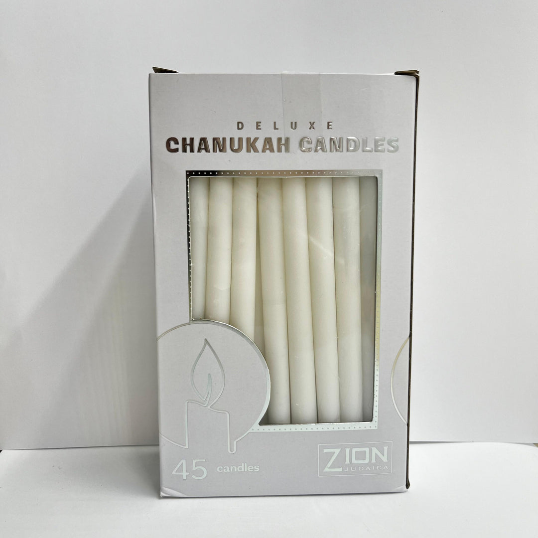 ZION JUDAICA - Deluxe Tapered Solid White Hannukah Candles