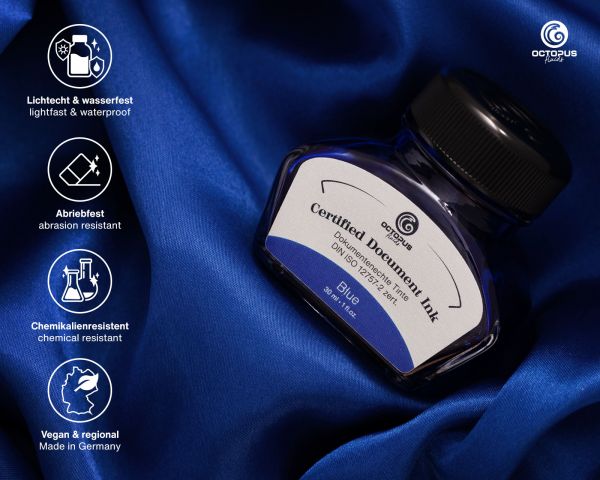 Octopus Fluids - 30ml Certified Document Fountain Pen Ink - Blue