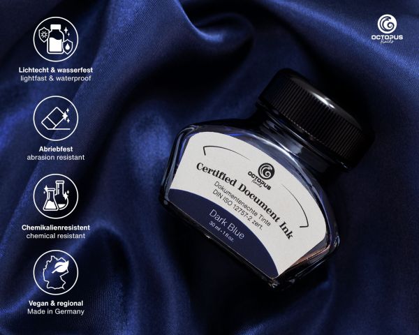 Octopus Fluids - 30ml Certified Document Fountain Pen Ink - Dark Blue