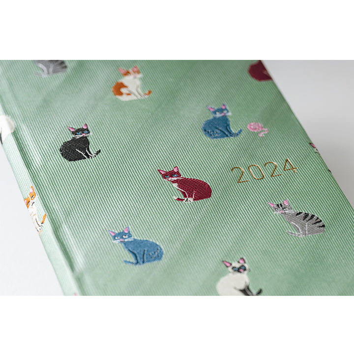 Hobonichi Techo 2024 - Weeks/Wallet Planner Book - Bow & Tie: Cats & Me (English/Monday Start/January Start)