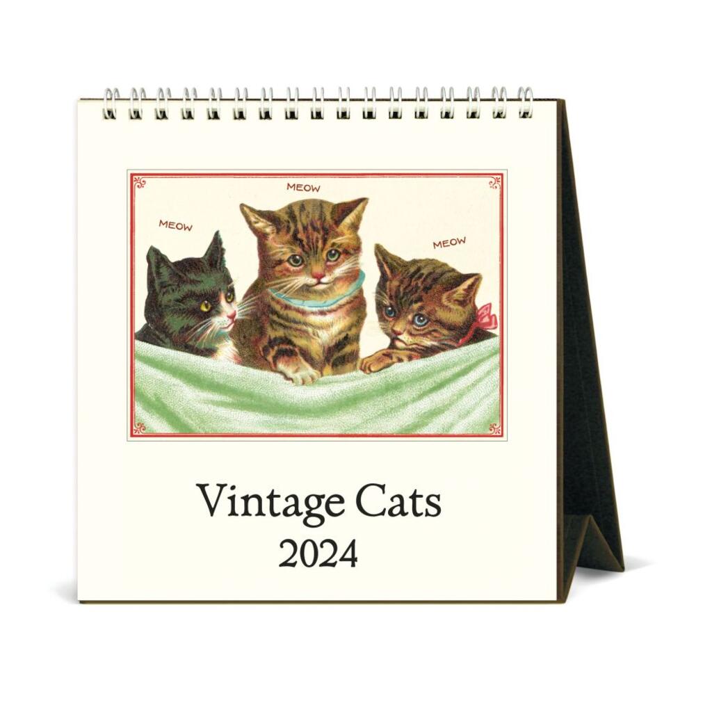 CAVALLINI & CO - 2024 Vintage Desk Calendar - VINTAGE CATS - 2023 BEST CHRISTMAS GIFTS - GIFT IDEAS