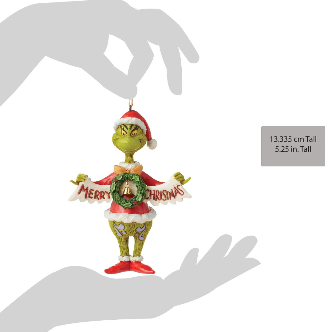 Enesco - Jim Shore: "The Grinch" - Holding Merry Christmas Banner Figurine