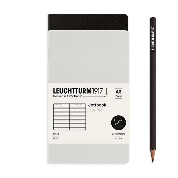 Leuchtturm1917 - A6 Jottbook - 59 Pages - Pack of 2 - Light Grey/Black