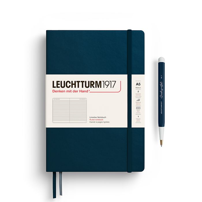 Leuchtturm1917 - Hardcover - A5 Notebook - 251 Numbered Pages - Deep Sea