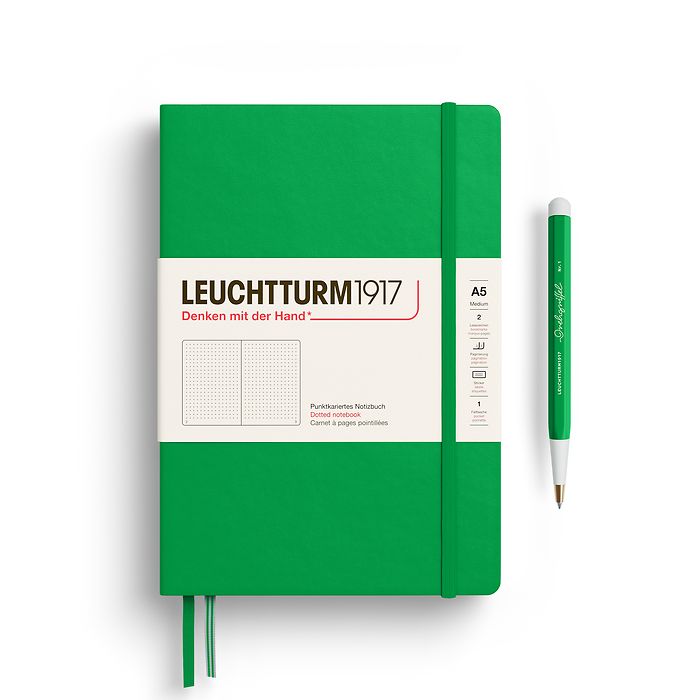 Leuchtturm1917 - Hardcover - A5 Notebook - 251 Numbered Pages - Spring Leaf