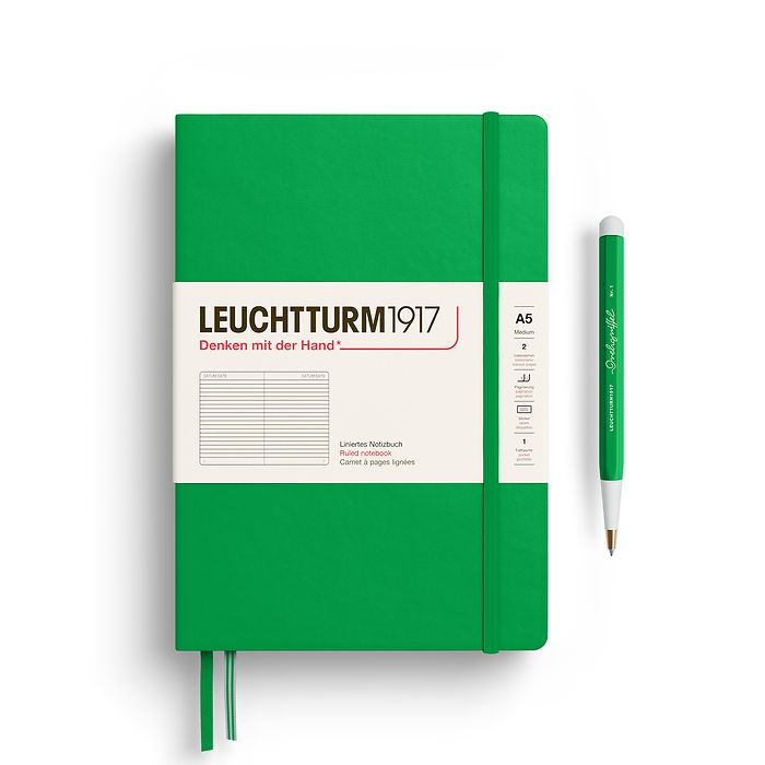 Leuchtturm1917 - Hardcover - A5 Notebook - 251 Numbered Pages - Spring Leaf