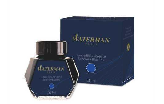 WATERMAN - Fountain Pen Ink 50ml Bottle Ink - Serenity Blue - Safe for All Fountain Pens Including Vintage Fountain Pens - Free Shipping to US and Canada