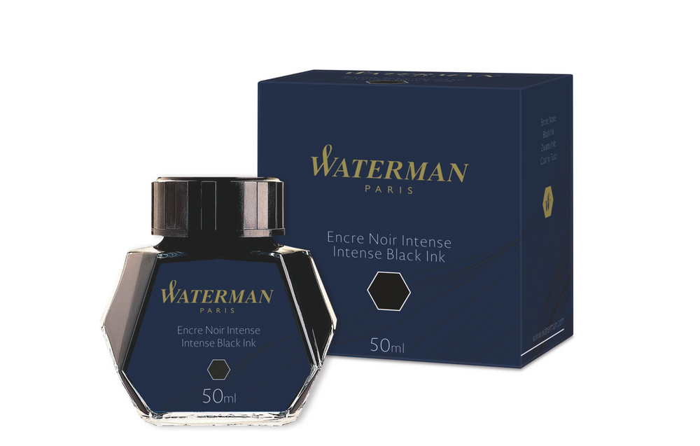 WATERMAN - Fountain Pen Ink 50ml Bottle Ink - Intense Black - Safe for Vintage Fountain Pens and All Fountain Pens -Must Have Fountain Pen Ink - Free Shipping to US and Canada