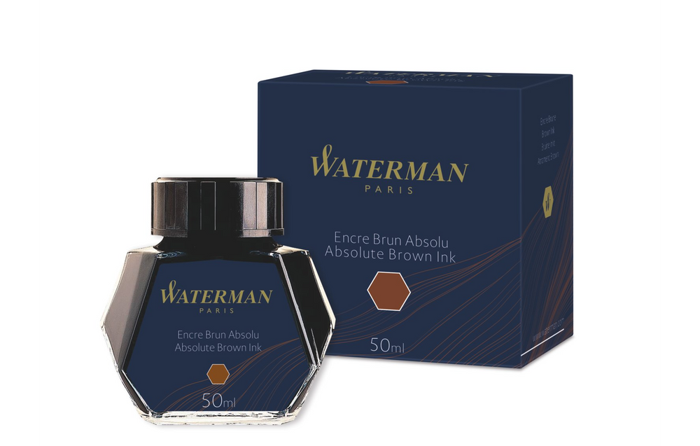 WATERMAN - Fountain Pen Ink 50ml Bottle Ink - Absolute Brown - Free shipping to US and Canada 