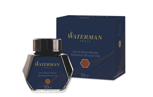 WATERMAN - Fountain Pen Ink 50ml Bottle Ink - Absolute Brown - Free shipping to US and Canada