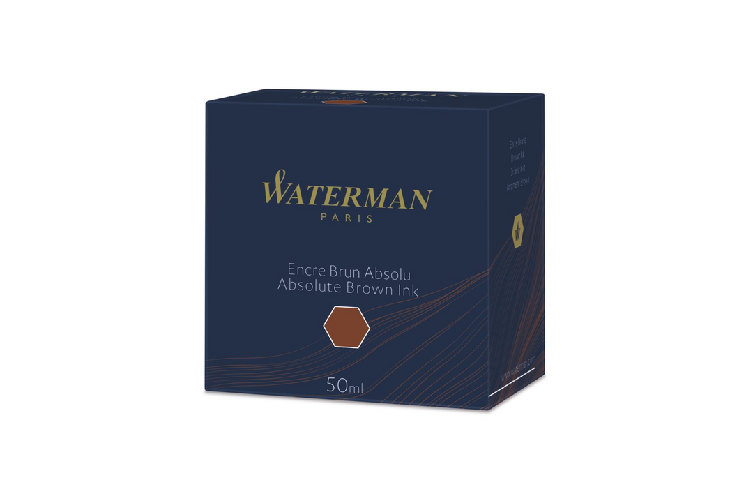 WATERMAN - Fountain Pen Ink 50ml Bottle Ink - Absolute Brown - Free shipping to US and Canada