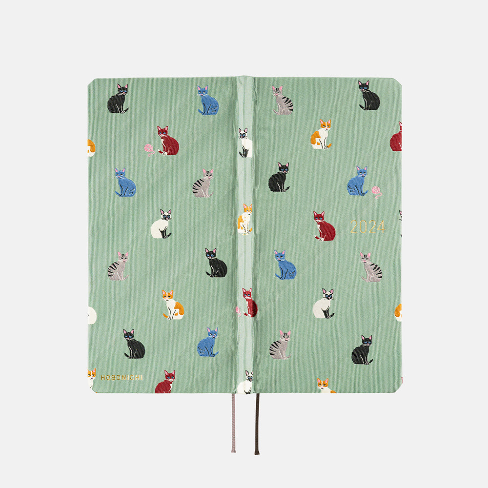 Hobonichi Techo 2024 - Weeks/Wallet Planner Book - Bow & Tie: Cats & Me (English/Monday Start/January Start)
