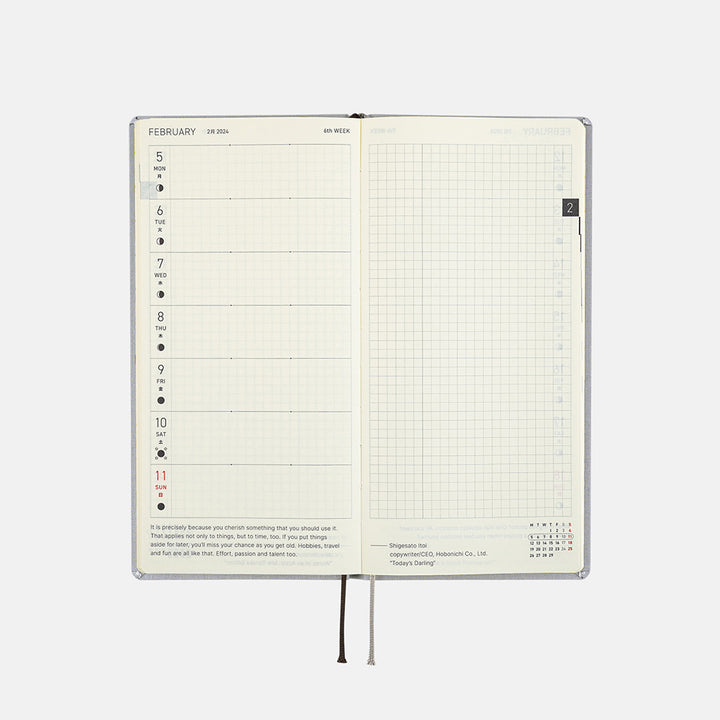 Hobonichi Techo 2024 - Weeks/Wallet Planner Book - Colors: Stylish Gray (English/Monday Start/January Start)