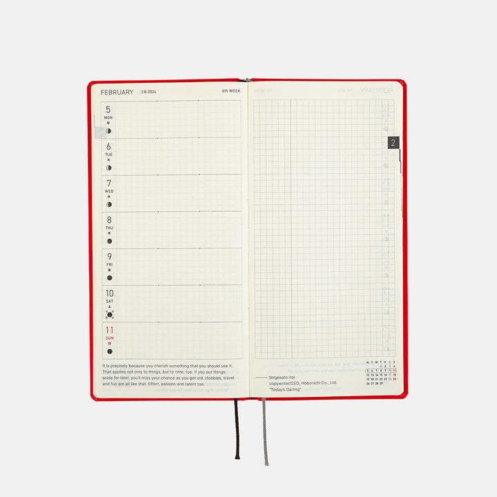 Hobonichi Techo 2024 - Weeks/Wallet Planner Book - Colors: Sweet Apple (English/Monday Start/January Start)