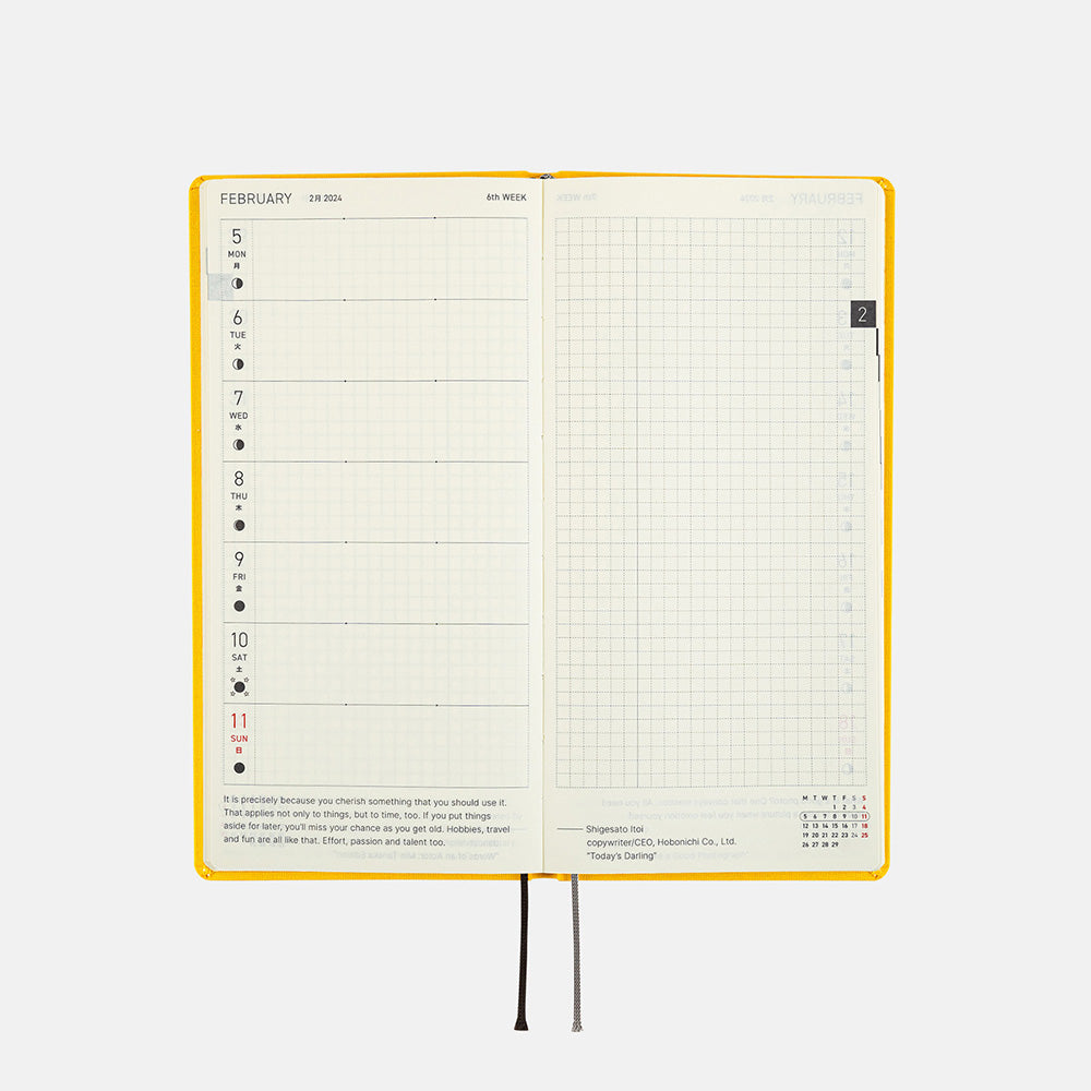 Hobonichi Techo 2024 - Weeks/Wallet Planner Book - Colors: Poppin' Yellow (English/Monday Start/January Start)