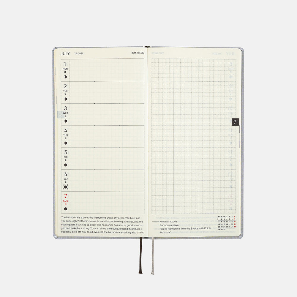 Hobonichi Techo 2024 - Weeks/Wallet Planner Book - Colors: Stylish Gray (English/Monday Start/January Start)