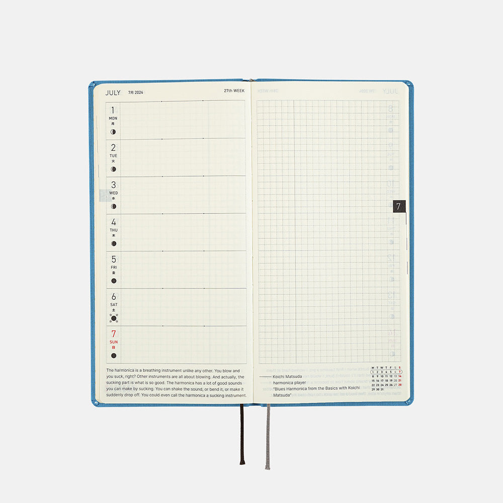 Hobonichi Techo 2024 - Weeks/Wallet Planner Book - Colors: Celeste Blue (English/Monday Start/January Start)