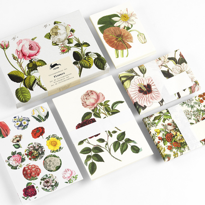 PEPIN PRESS –  Correspondence Set (Assorted sheets, envelopes, greeting cards and stickers) – ‘Flowers' (4 designs) - Buchan's Kerrisdale Stationery