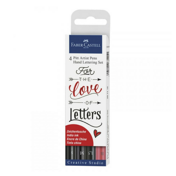 Faber-Castell - Artist Pitt Pen 'For The Love of Letters'  Hand Lettering Set - 4 pens - Buchan's Kerrisdale Stationery
