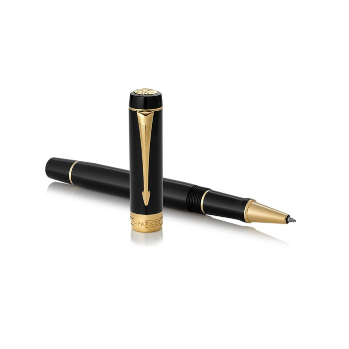 PARKER - Duofold Classic Rollerball Pen - Black with Gold Trim - Buchan's Kerrisdale Stationery