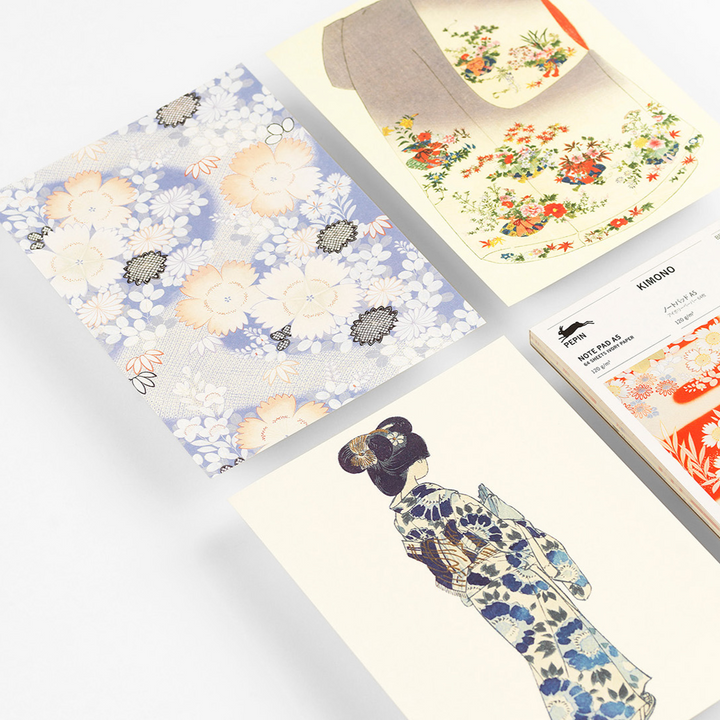 PEPIN PRESS - A5 NOTE PAD, Premium Ivory Paper, 64 Sheets - 'Kimono' (4 Japanese-style Print Designs) - Buchan's Kerrisdale Stationery