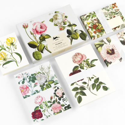 PEPIN PRESS –  Correspondence Set (Assorted sheets, envelopes, greeting cards and stickers) – ‘Flowers' (4 designs) - Buchan's Kerrisdale Stationery