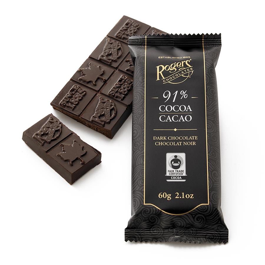 ROGERS' CHOCOLATE - 91% COCOA DARK CHOCOLATE BAR - Buchan's Kerrisdale Stationery
