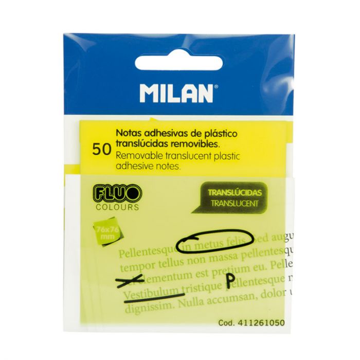 MILAN - 50 Translucent Adhesive Plastic Notes - Yellow - Buchan's Kerrisdale Stationery