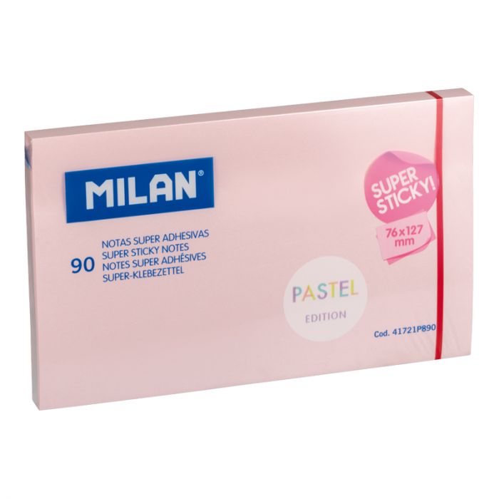 MILAN - 90 Super Adhesive Sticky Notes - Pastel - Pink - Buchan's Kerrisdale Stationery