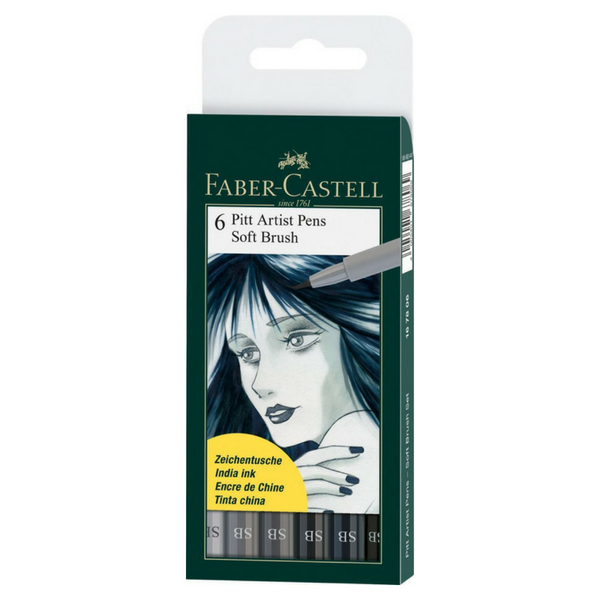 Faber-Castell 6 Pitt Artist Pens - Soft Brush - Buchan's Kerrisdale Stationery